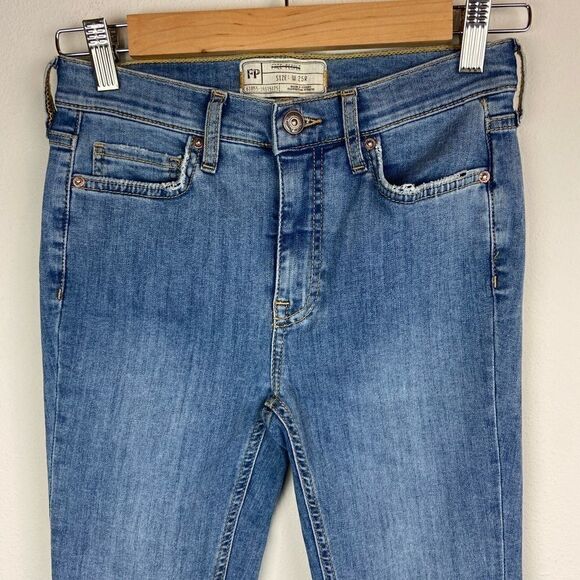 Free People High Rise Distressed Skinny Jeans - Picture 3 of 7